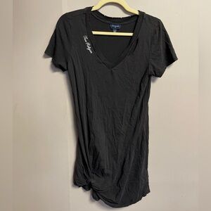 True Religion Black V-Neck distressed Tee shirt dress, Size XS